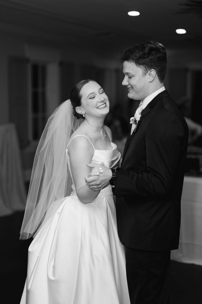 Bride and groom during their first dance at their Oak Crossing Wedding in Lake Charles, LA, photographed by Morgan Alysse Photography.