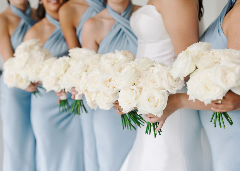 Bridal bouquets at Lauren and Colby's rainy day wedding at The Madison in Broussard, LA, photographed by Morgan Alysse Photography.