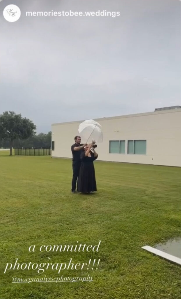 Behind the scenes with the photographer at Lauren and Colby's rainy day wedding at The Madison in Broussard, LA.