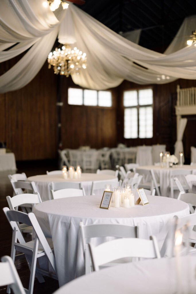 Reception space at Lauren and Colby's rainy day wedding at The Madison in Broussard, LA, photographed by Morgan Alysse Photography.