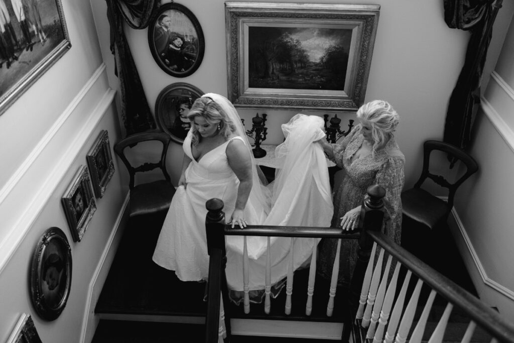 Bride walking with her mother before her Opelousas wedding captured by Morgan Alysse Photography