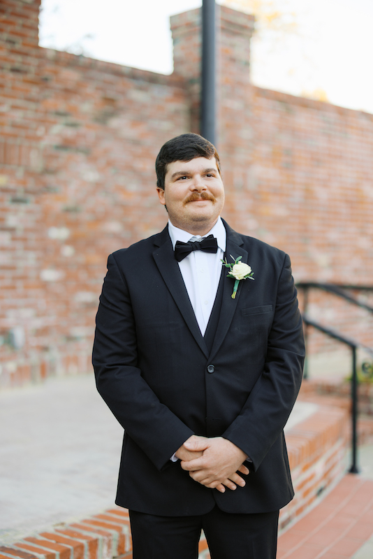 Groom’s reaction during the wedding ceremony at Bayou Rum Distillery