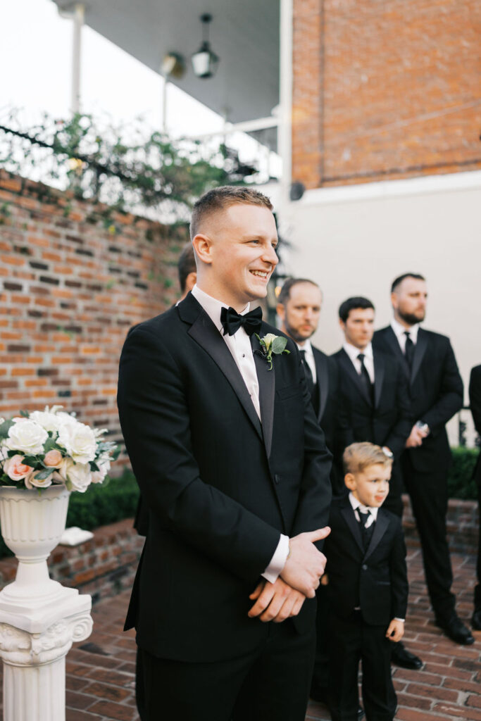 Outdoor ceremony setup in the courtyard at Maison de Tours