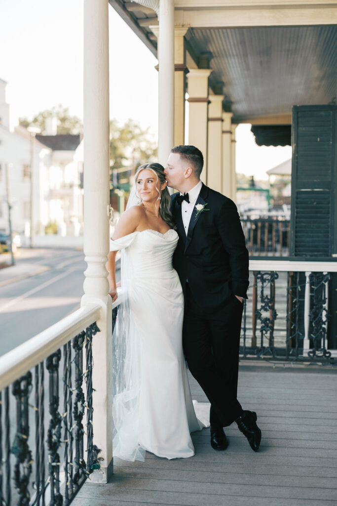 Bride and groom sharing a quiet moment during their wedding at Maison de Tours