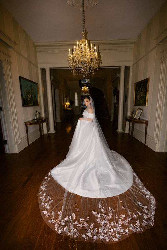 Classic Southern charm captured in a bridal session on the steps of a plantation home.